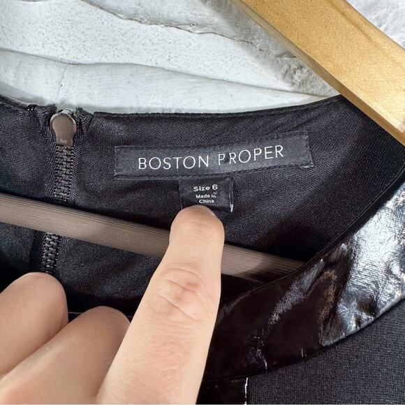 NEW Boston Proper Black Fitted Bodycon Short Sleeve Dress Size 6 - Picture 5 of 11